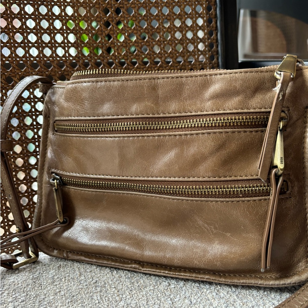 HOBO Brown Leather Crossbody Bag with Multiple Compartments